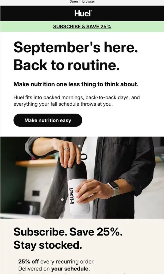 Huel: Back to it. Nutrition sorted.