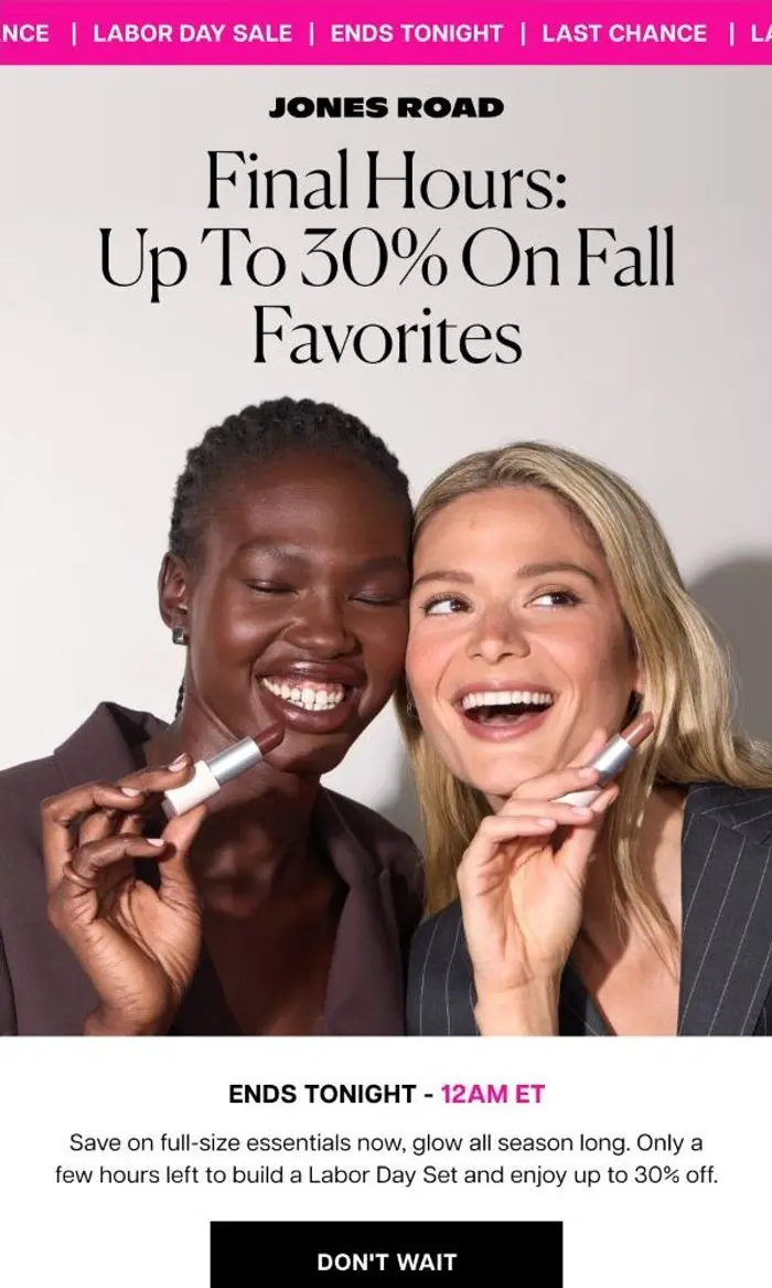 Jones Road Beauty: LAST CALL: Labor Day Sale Ends Tonight