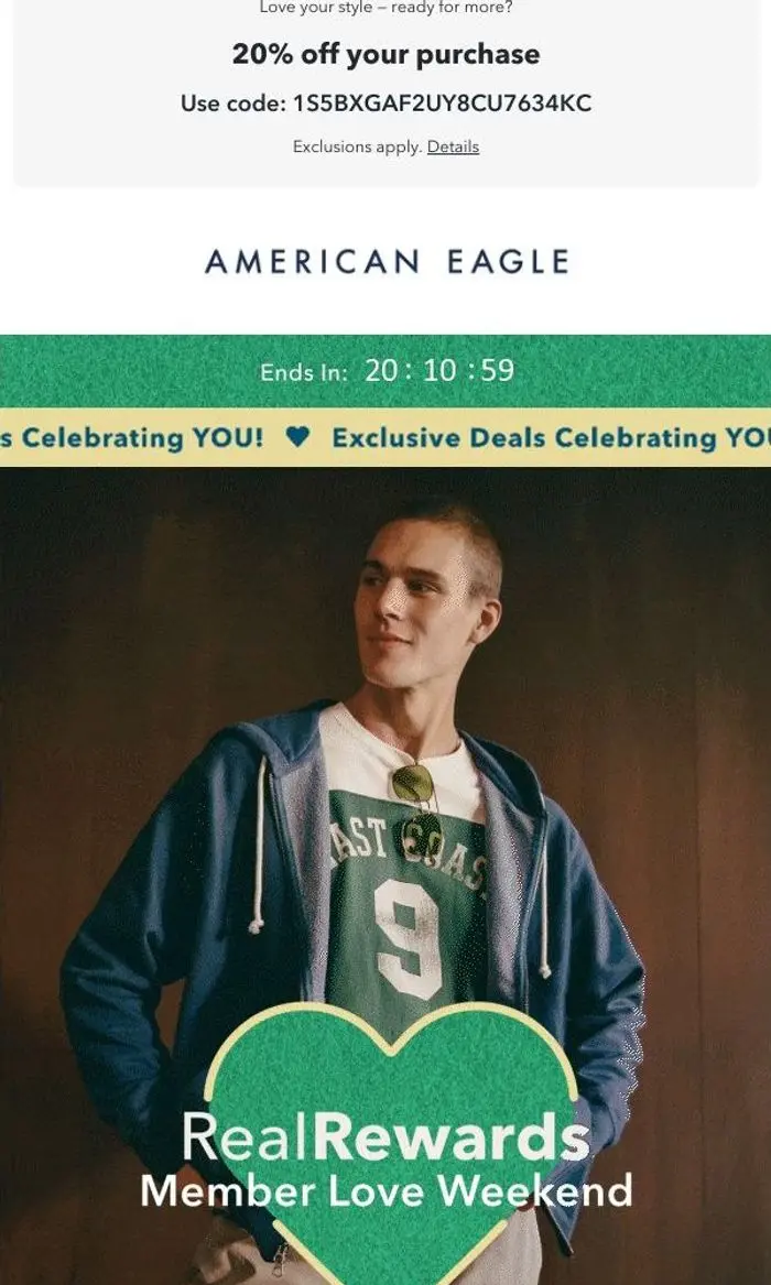 American Eagle: For you? Anything😉 1 more day for EXTRA 35% off