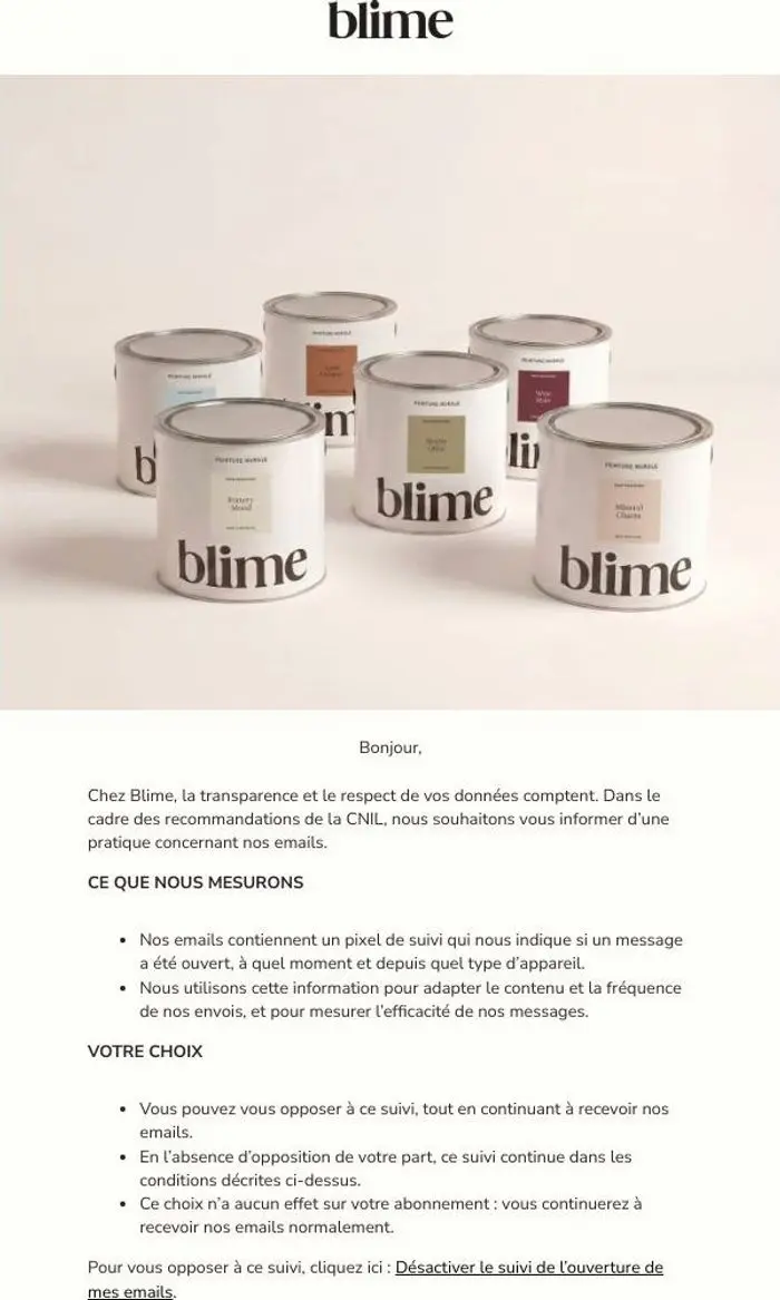 blime: Une information sur le suivi de nos emails