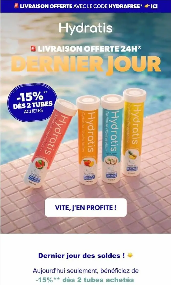 HYDRATIS: Dernier jour : -15% + livraison offerte 🚨