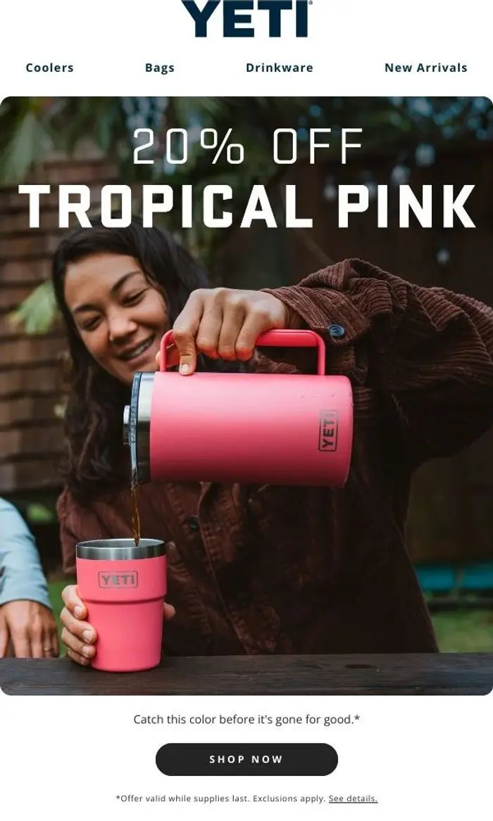 YETI: Get 20% Off Tropical Pink