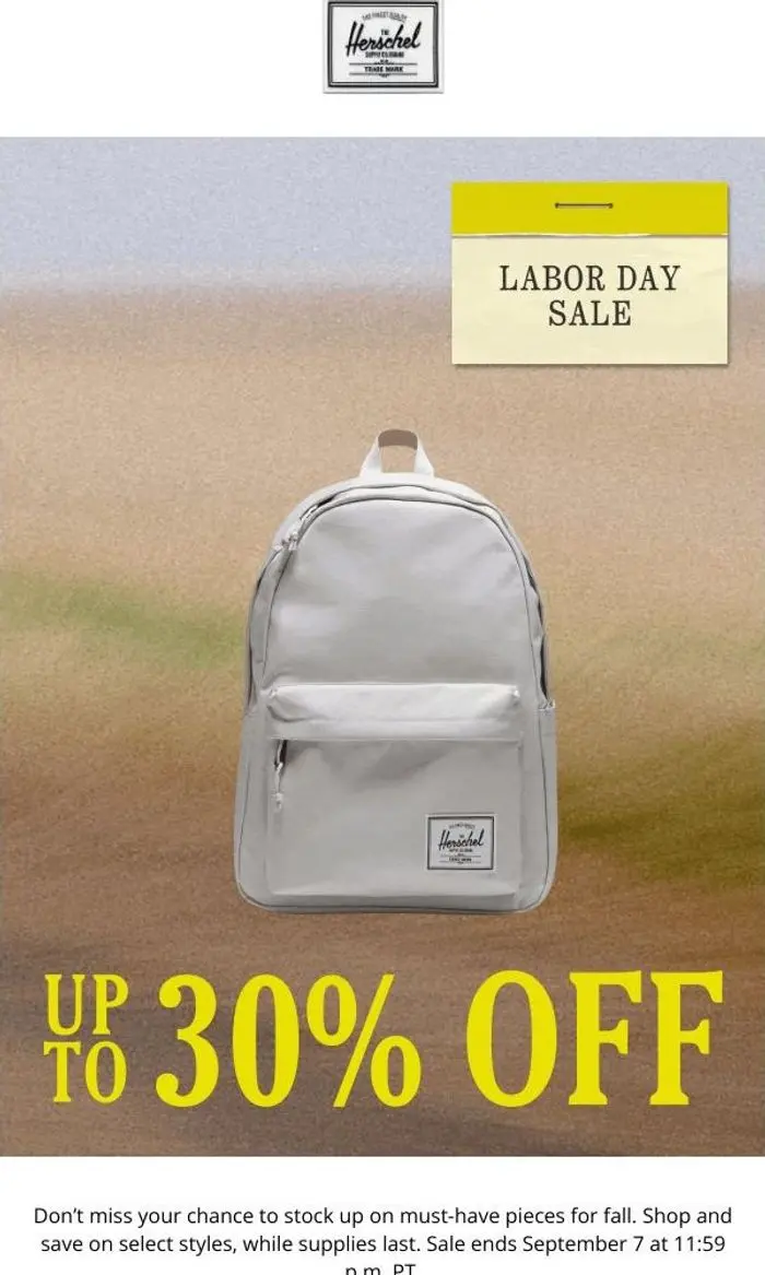 Herschel Supply Co.: Don’t Miss Up To 30% Off