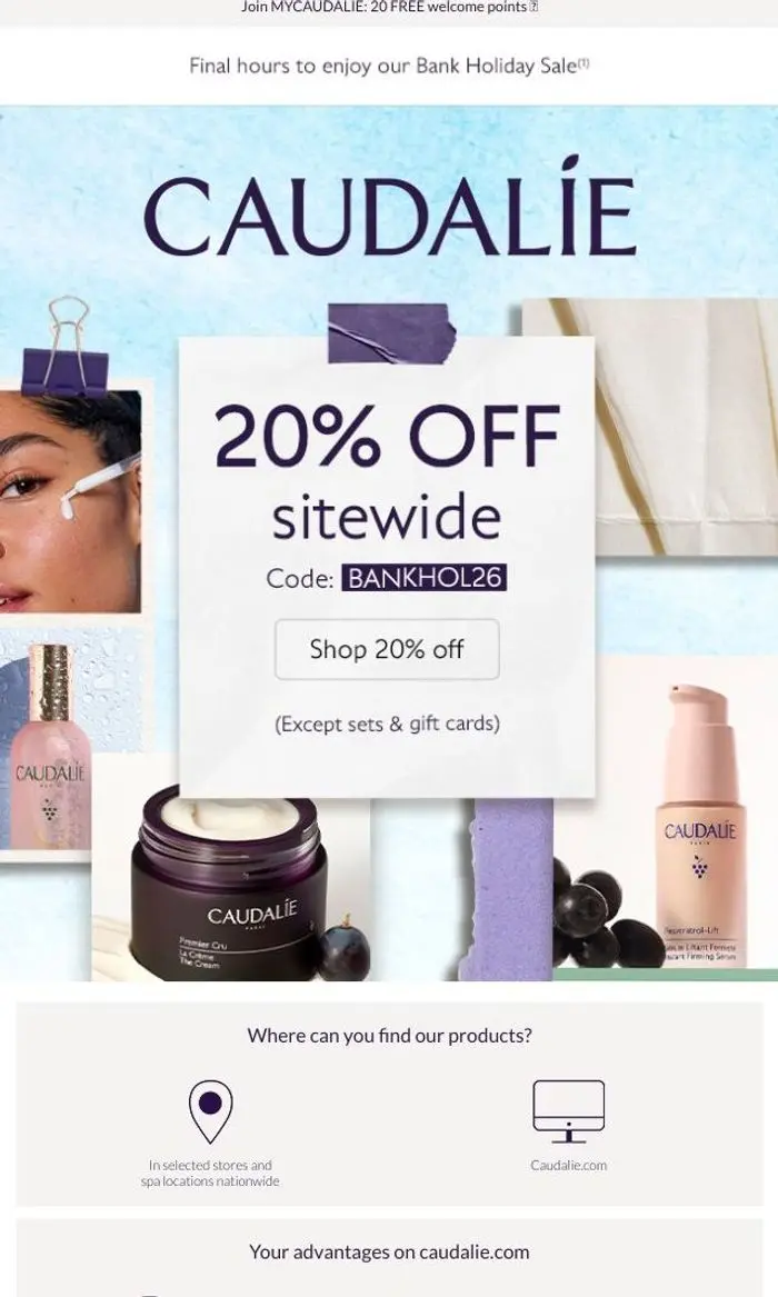 Caudalie: ⏰ 20% Off: Only a few hours left...