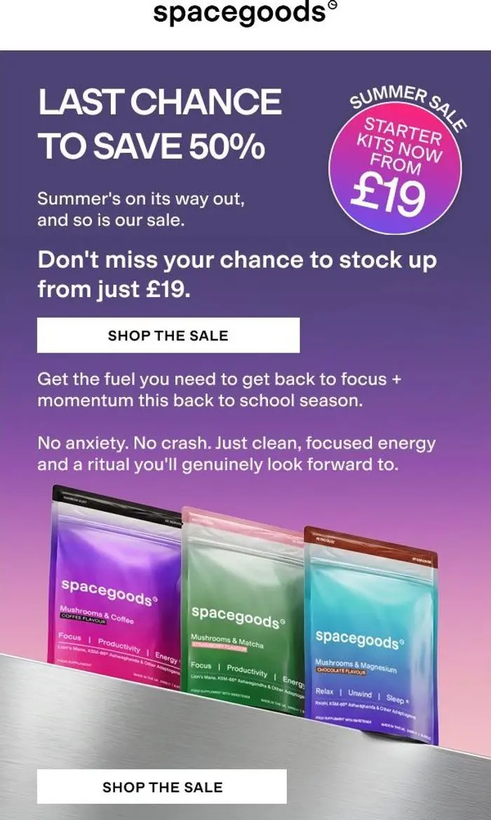 Spacegoods: ⏰ Last chance to try for £19