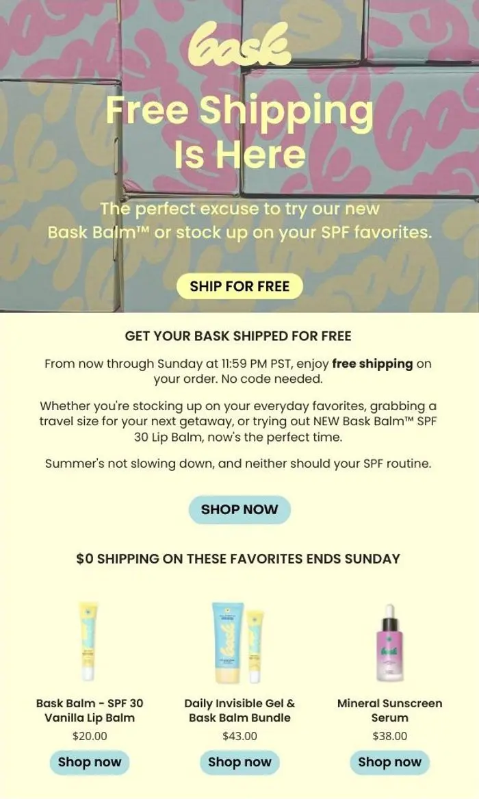 Bask: Free Shipping For A Limited Time 🚚
