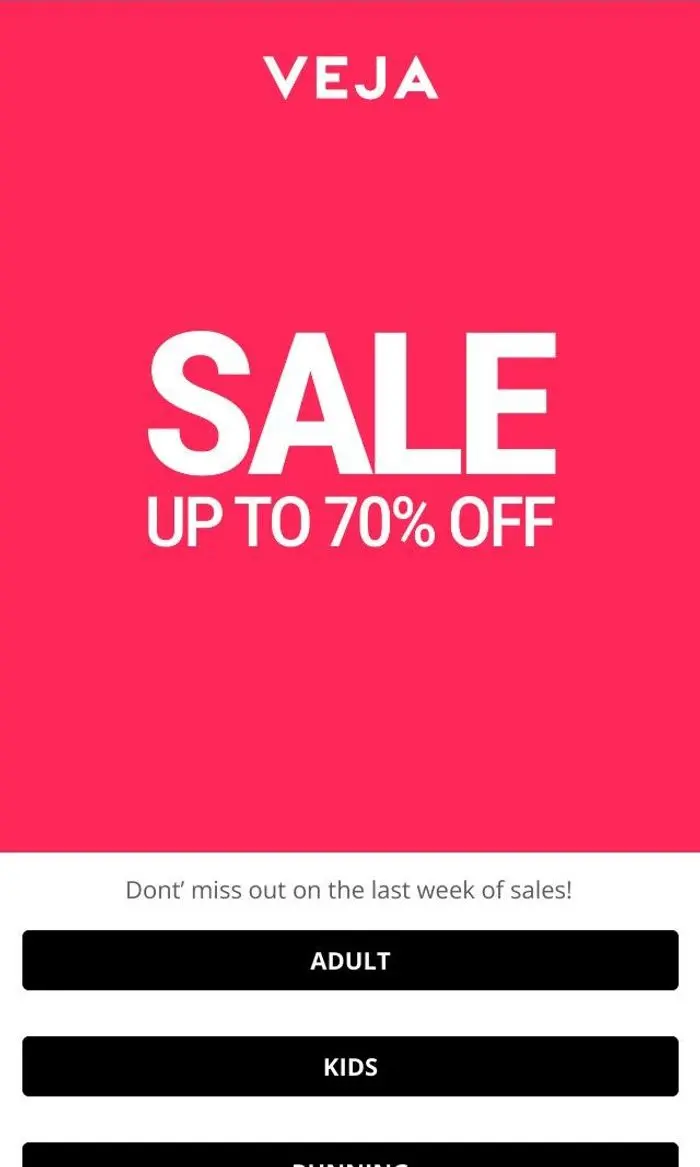 VEJA: SALE:  EXTRA WEEK