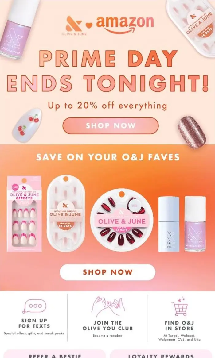 Olive & June: Last chance to shop Prime Day!