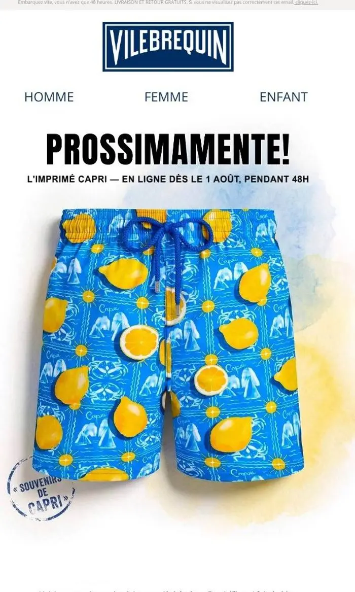 Vilebrequin: Imprimé Capri : escale le 1er août