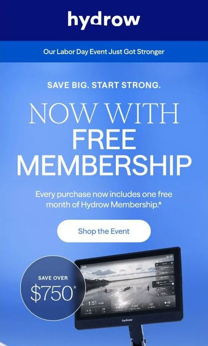 Hydrow: Stronger Labor Day offers inside