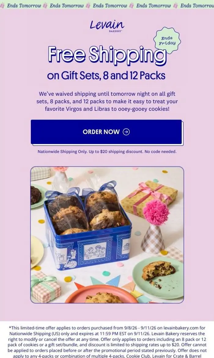 Levain Bakery: Free shipping ends tomorrow night!