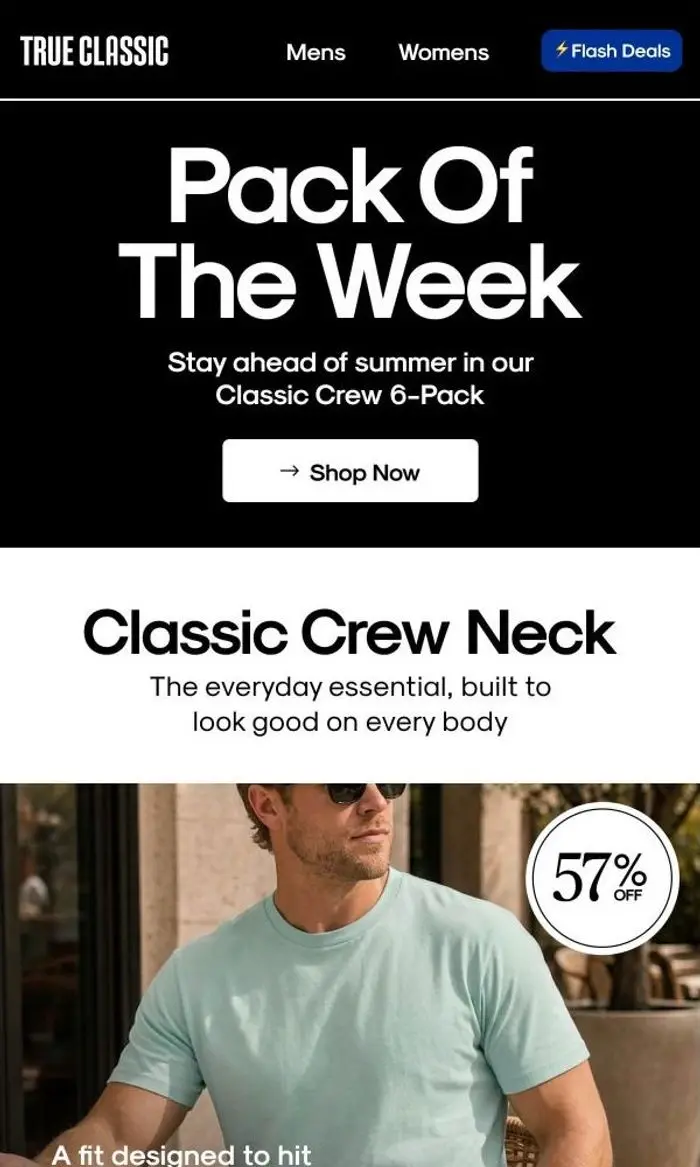 True Classic: Your Summer Pack 🔥: 57% Off Our Bestselling Classic Crew 6-Pack