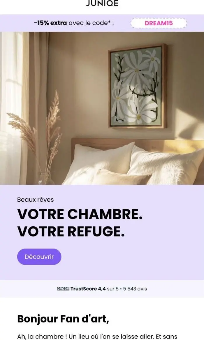 JUNIQE Art Club: Faites de beaux rêves 🛌 -15% extra