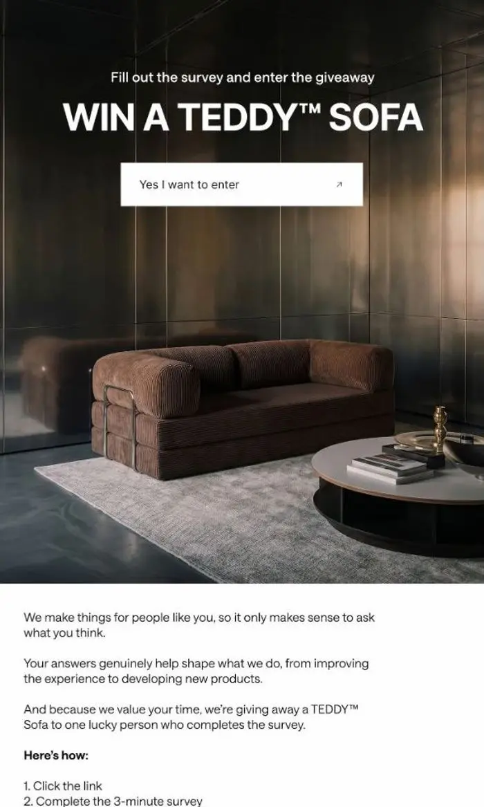 OMHU: Giveaway: Win a TEDDY™ Sofa