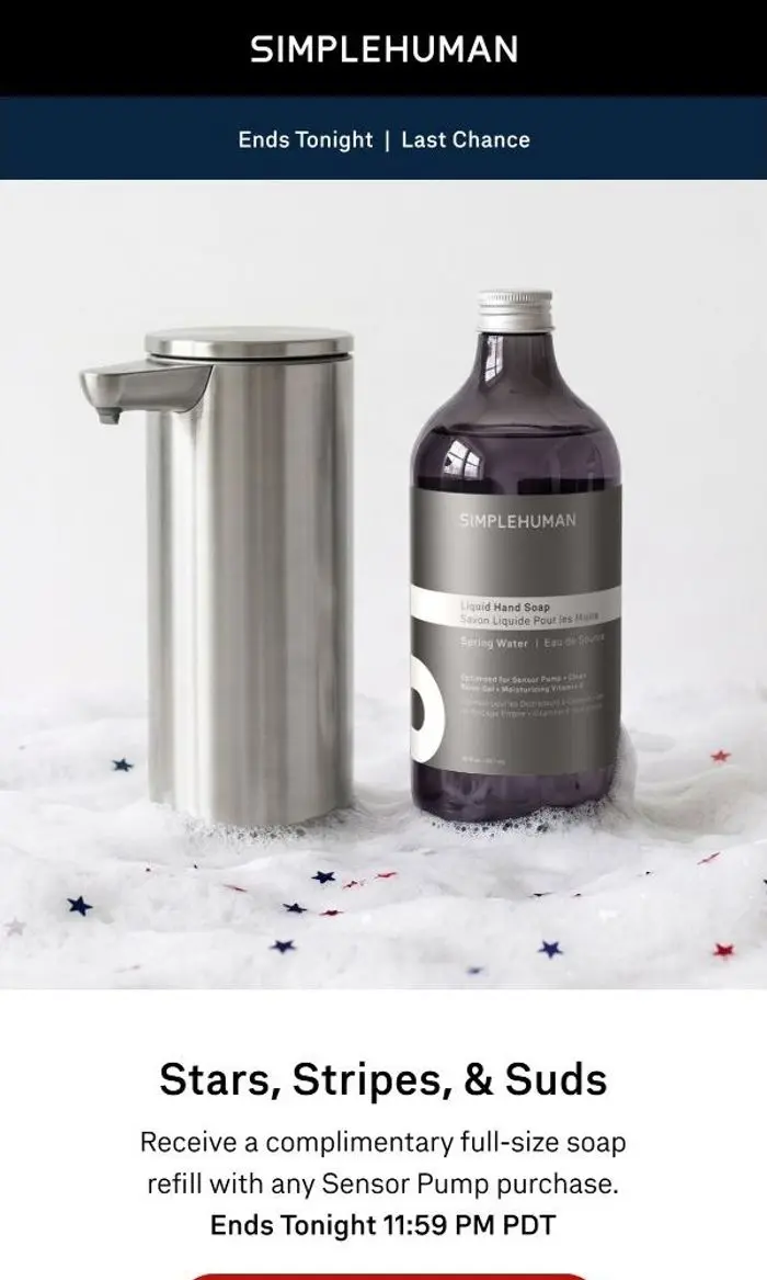 Simplehuman: Celebrate the Holiday Weekend with a Bottle of Soap on Us