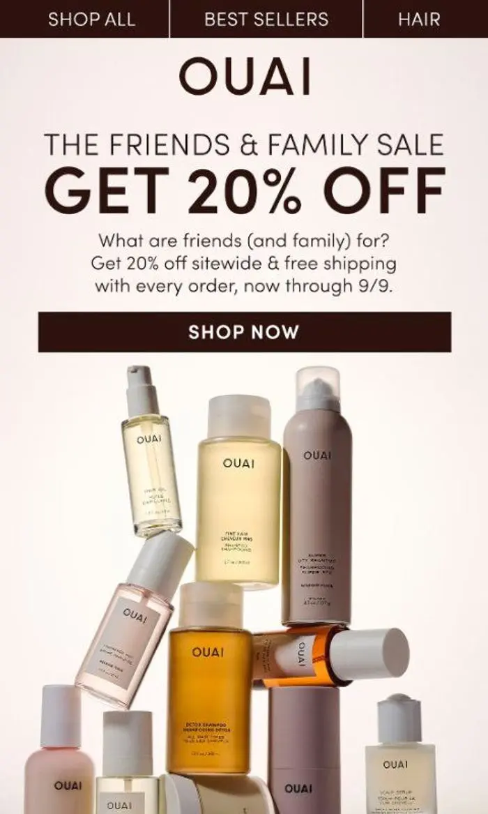 OUAI: 20% off sitewide starts now