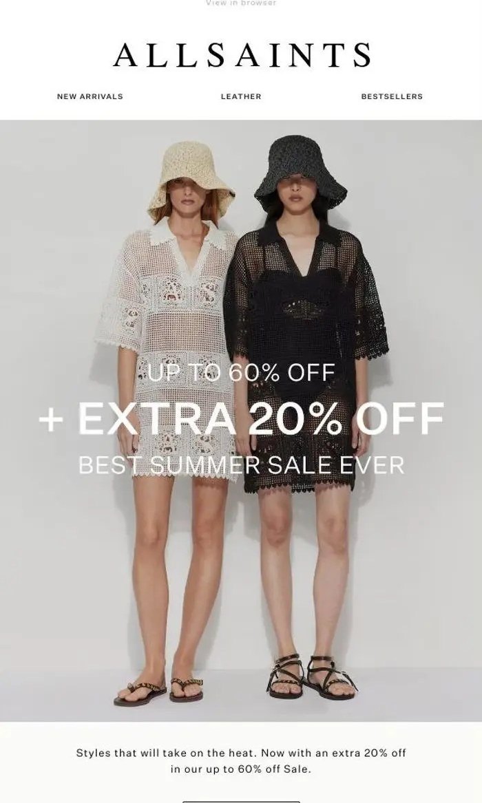 AllSaints: Sale: Extra 20% off summer styles