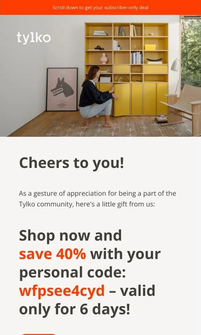 Tylko: 40% off, subscribers only 🤩