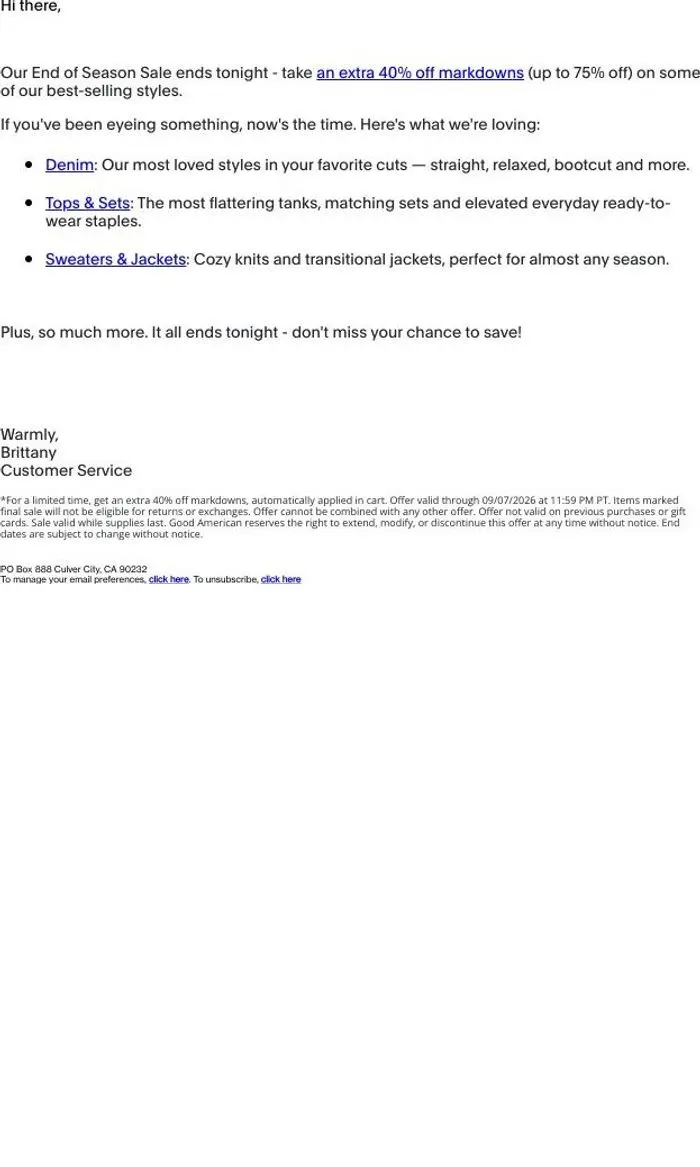 GOOD AMERICAN: Ends Tonight: Extra 40% Off Markdowns