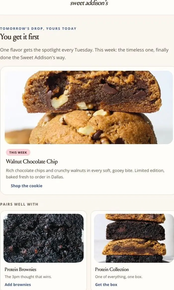 Sweet Addison's: Early access: the Walnut Chocolate Chip is here 🍪