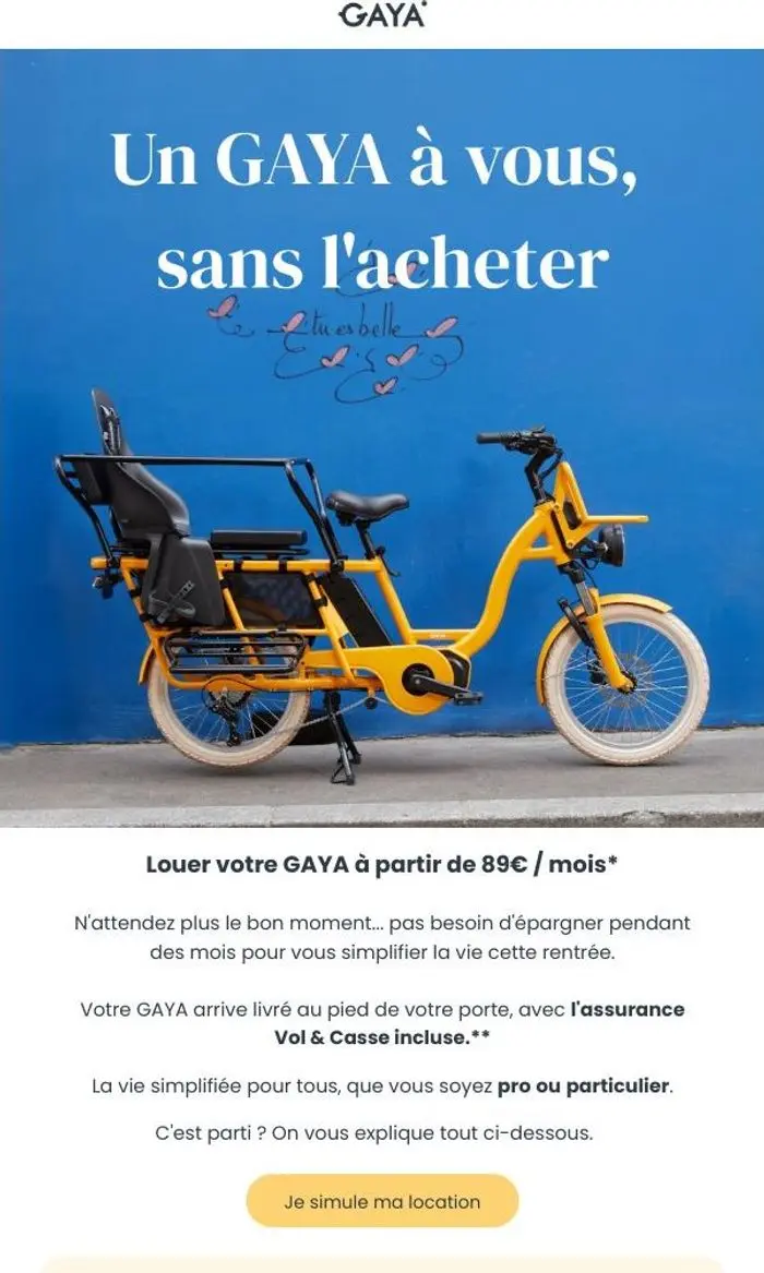 GAYA: Louez un GAYA pour 89€ / mois