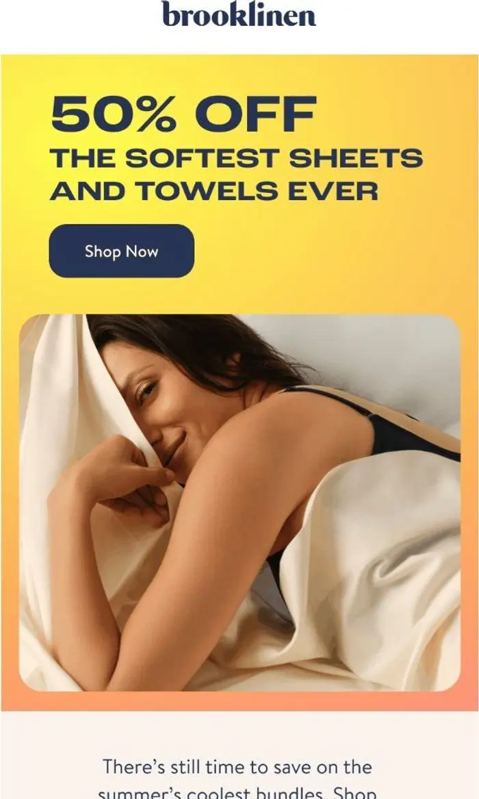 Brooklinen: HALF OFF the softest sheets & towels now