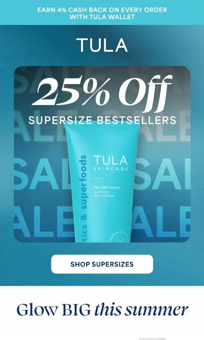 TULA: Glow bigger, save 25% off ✨
