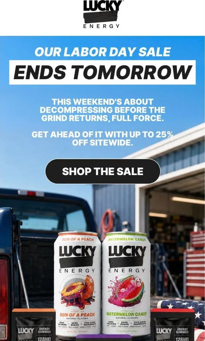 Lucky Energy: Up to 25% off ends tomorrow