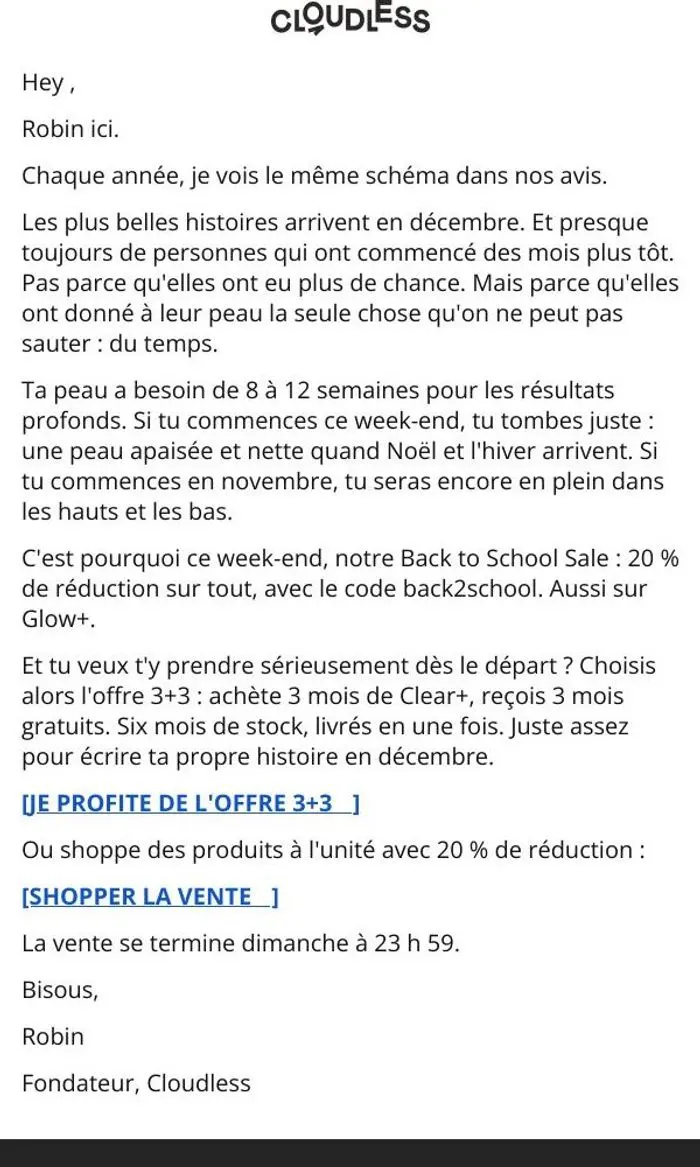 Cloudless: Commence en août, vois la différence à Noël