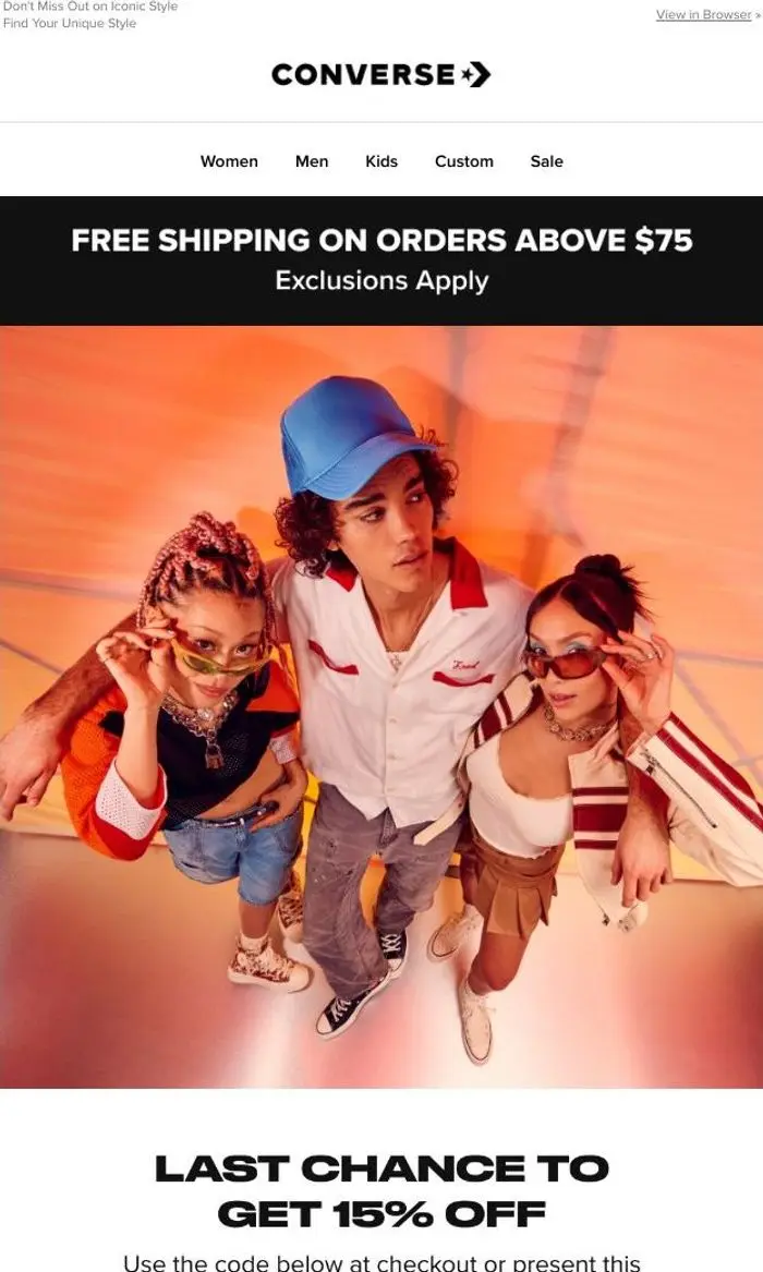 Converse: Last Chance, Nik! Your 15% Off Expires Soon