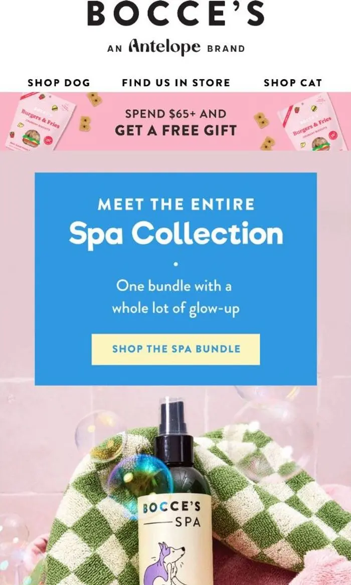 Bocce's Bakery: Full spa day for your pup 🛁🌿