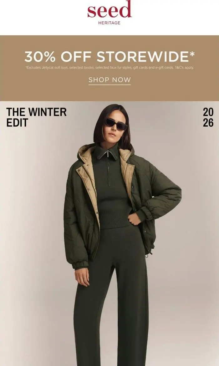 Seed Heritage: New Outerwear Now 30% Off