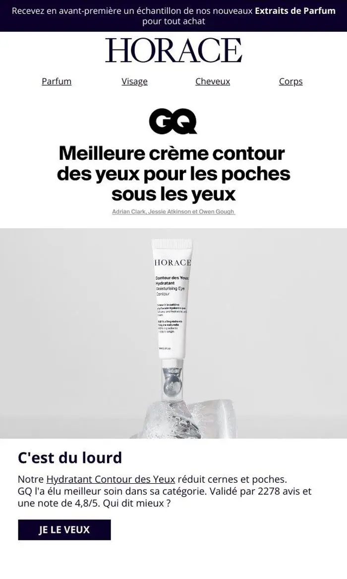 Horace: Meilleur hydratant yeux selon GQ.