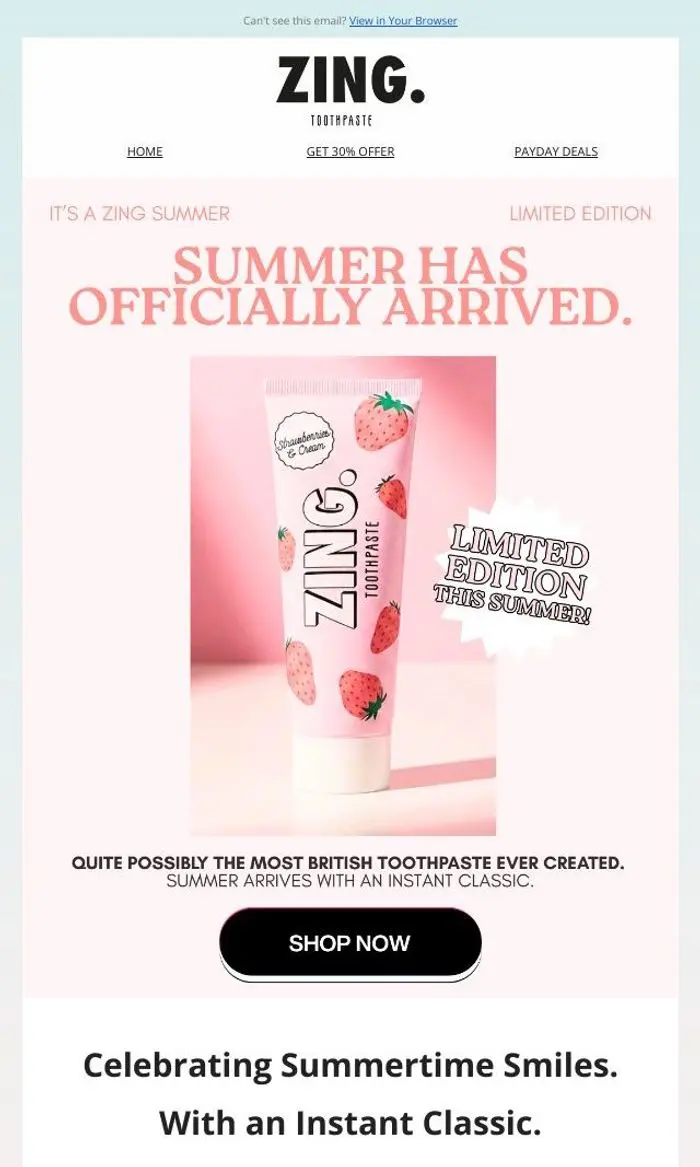 Zing Toothpaste: 🍓🎾 IT'S HERE: Strawberries & Cream (Limited-edition)