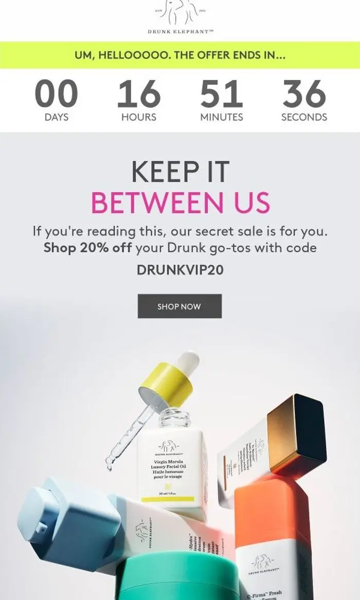 Drunk Elephant: 20% off is going, goi—