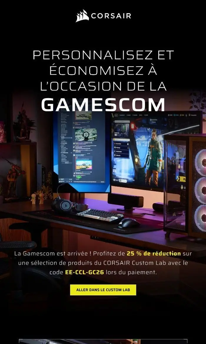 CORSAIR: À l’occasion de la Gamescom, économisez 25 %