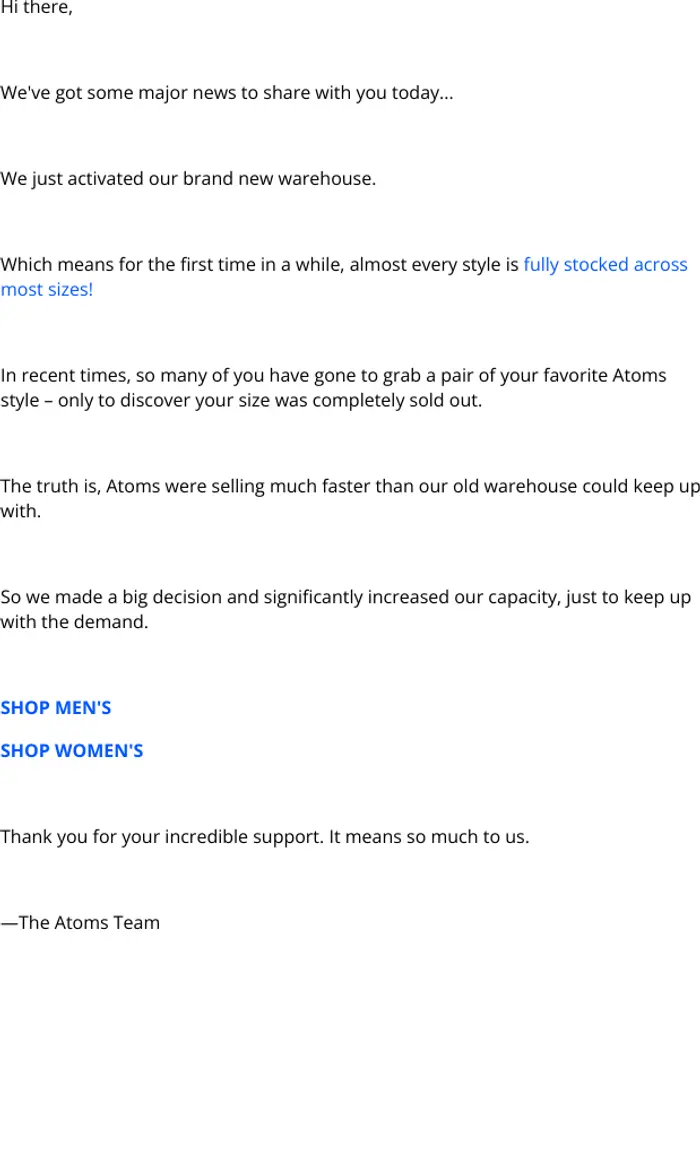 Atoms: Your size is back