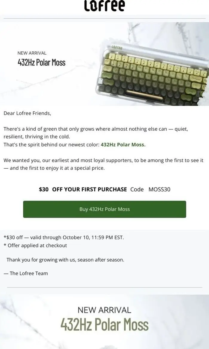 lofree: A New Color, Just for You — $30 Off Polar Moss
