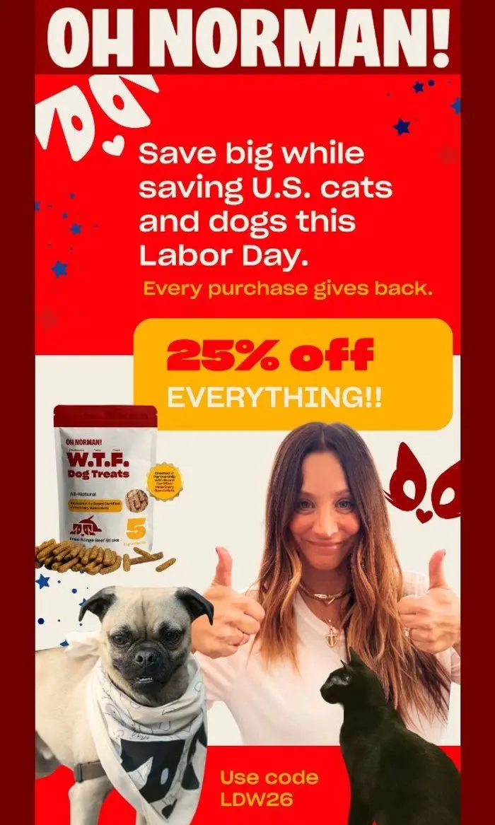 Oh Norman: Save Big While Saving U.S. Rescues. 25% Off EVERYTHING. 🇺🇸🐶
