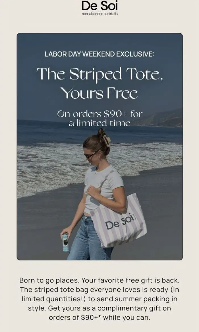 De Soi: Linger in style with a FREE tote (a $25 value)