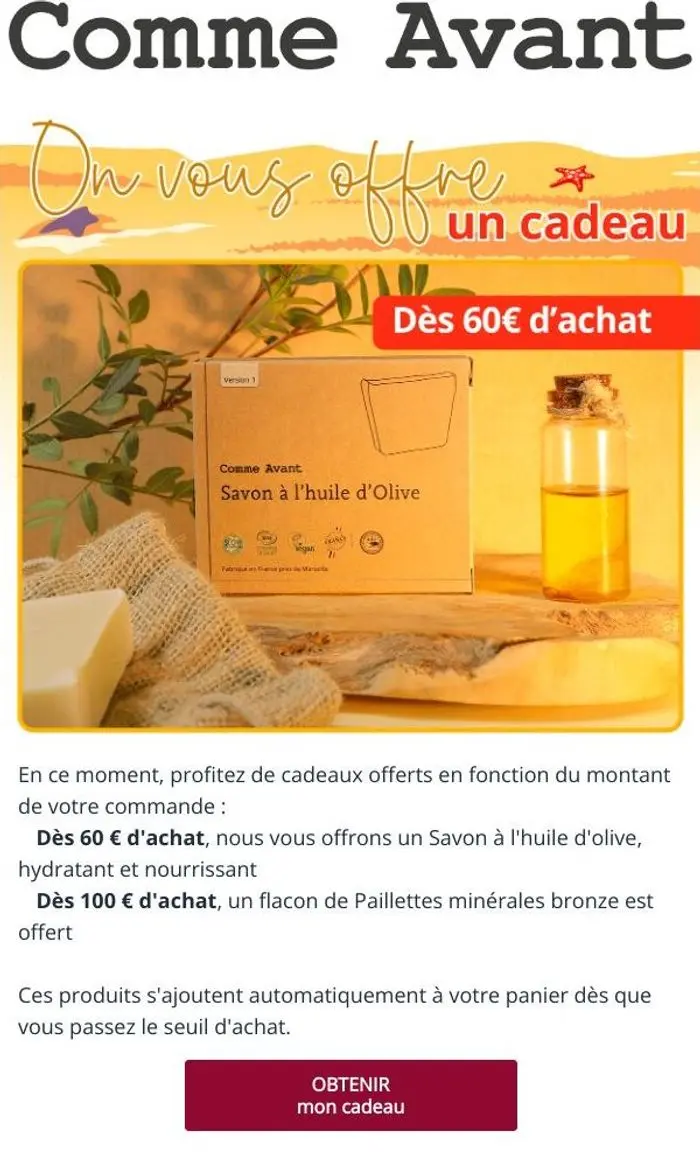 Comme Avant: Des cadeaux offerts en ce moment 🎁