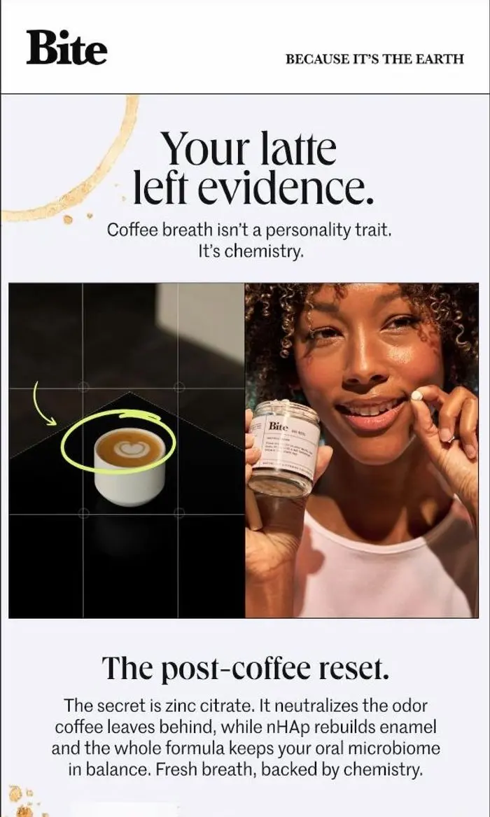 Bite: Your latte left evidence.