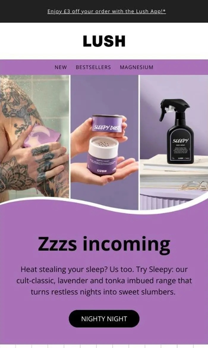 Lush Fresh Handmade Cosmetics: Too hot to sleep? 💤