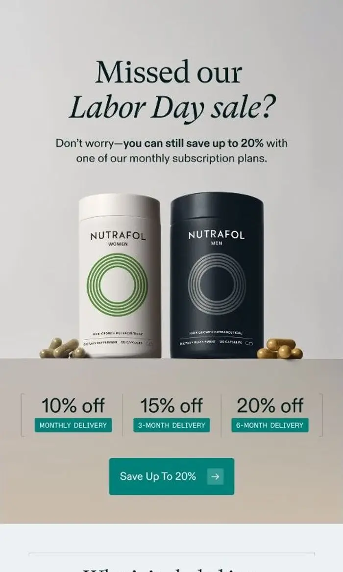 Nutrafol: Missed our Labor Day sale?