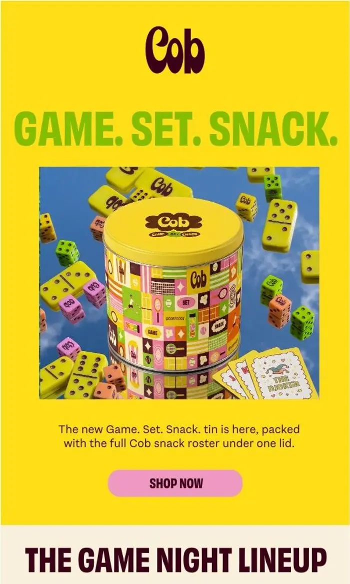 Cob: 🎾🚨 NEW Game. Set. Snack. is here!!