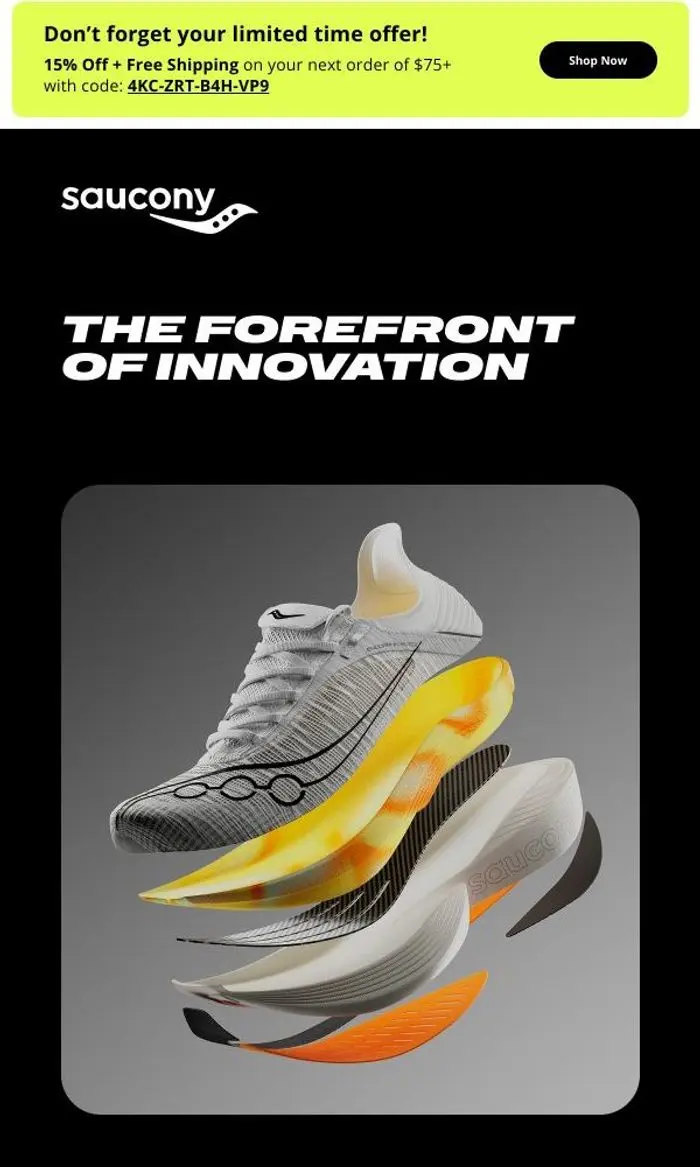 Saucony: New here? Enjoy 15% off your first order