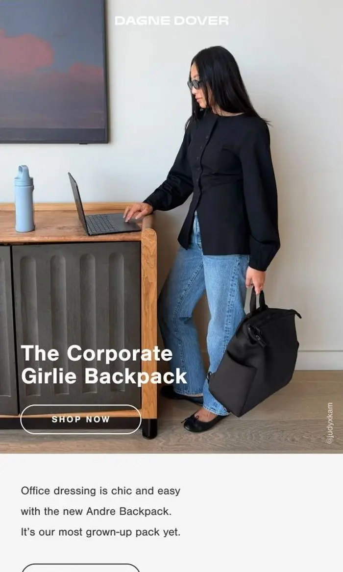 DAGNE DOVER: BACKPACK’S ALL GROWN UP.