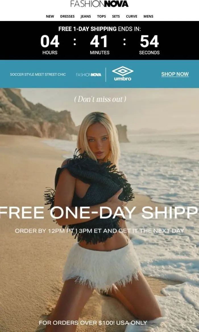 Fashion Nova: It's Time For Free 1-Day Shipping🩵