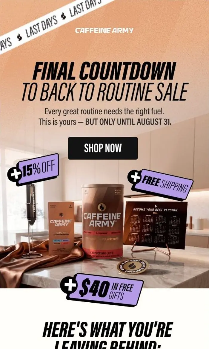 Caffeine Army: Last days. Your routine deserves better energy!