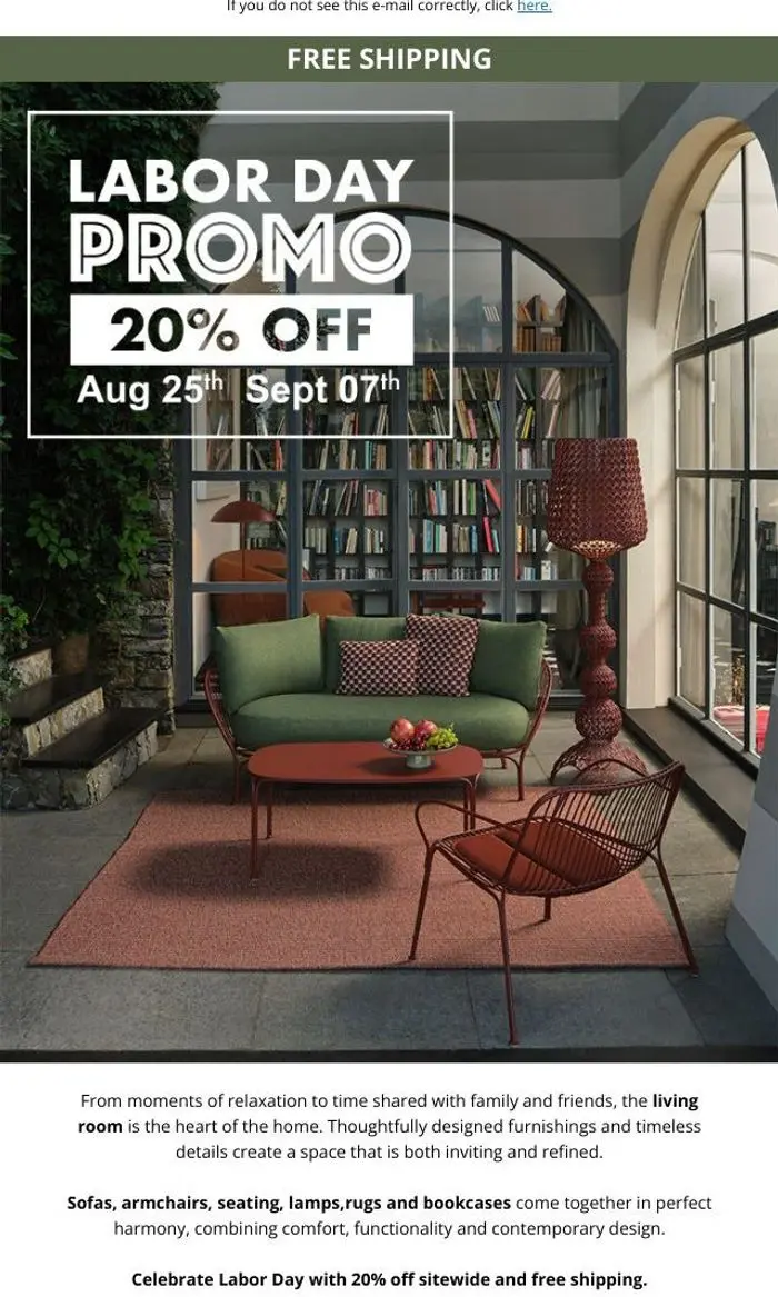 Kartell: Labor Day: Last day for 20% off your home design